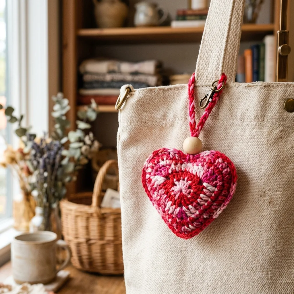 Heart Crochet Bag Tag