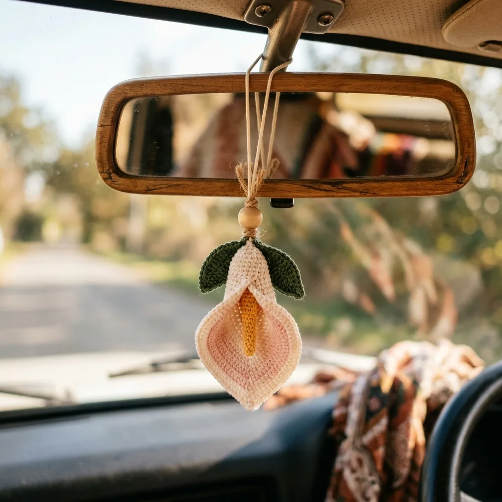 Pink Calla Car Mirror Pendant